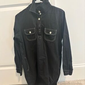 Black Men's Shirt with White Stitching